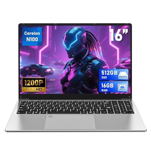 FUNYET Computer Portatile 16", PC Portatile Notebook 16GB RAM, 512GB