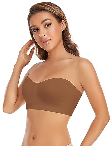 Image of Lusait Strapless Bra for Women Non-Slip Silicone Padded Bandeau Bra Wireless Tube Top Bralette