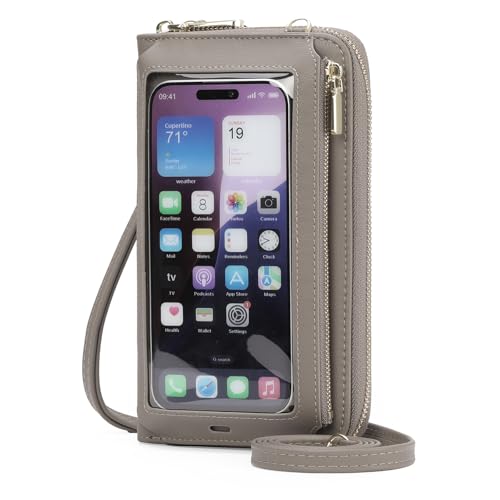 GOIACII Handy Umhängetasche Damen Leder Touchscreen Handytasche zum Umhängen Crossbody Geldbörse
