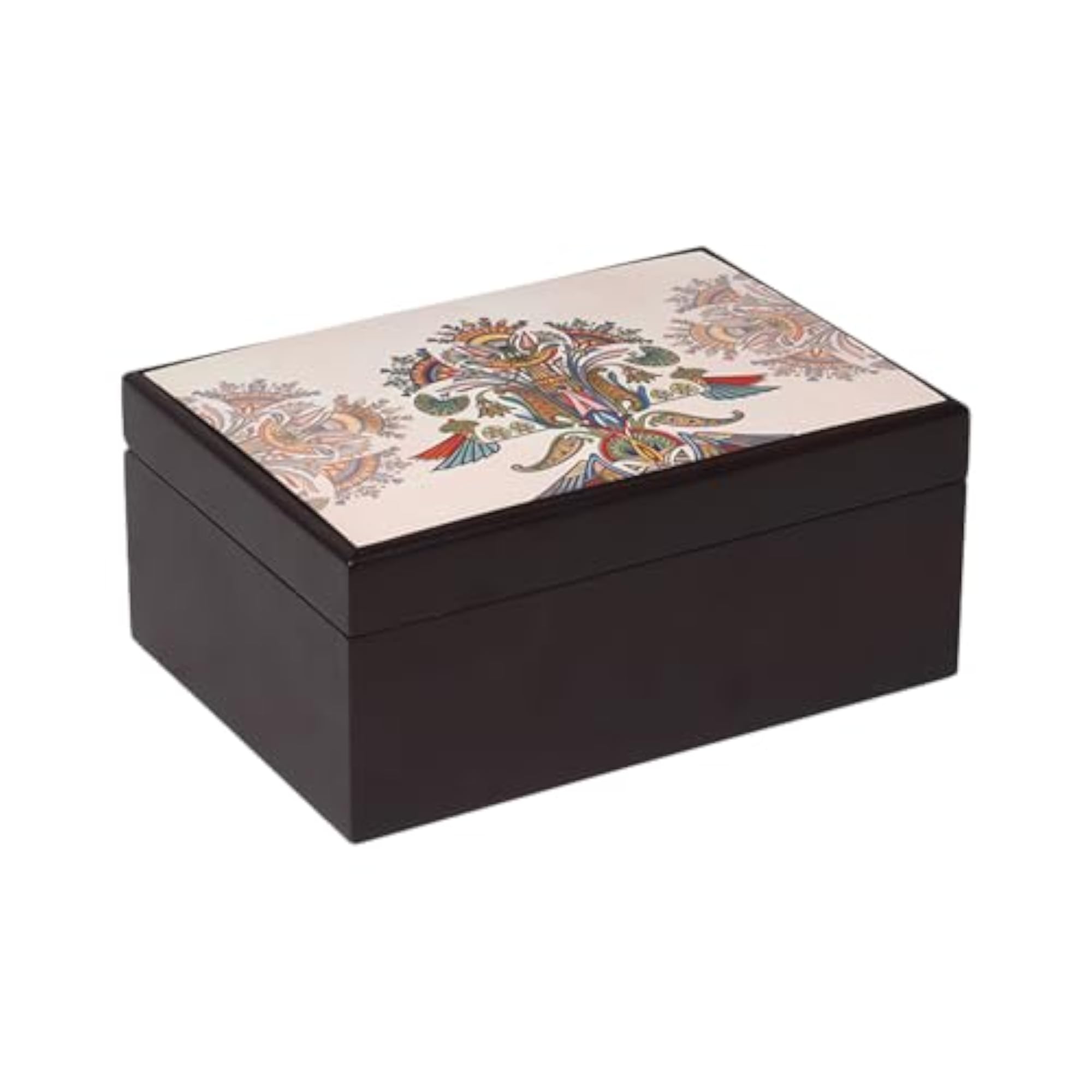 Egyptian Design Decorative Tea Chest, Wooden Storage