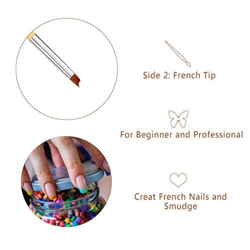Ombre/French Nagel Pinsel Doppelseitig für Gelnägel Nagellack Nail Art Nailart mit Deckel und Ombre Brush Set, LEA-SHALL 2 Köpfe Ombre/Französisch Fein Pinselset für UV Nägel Gel