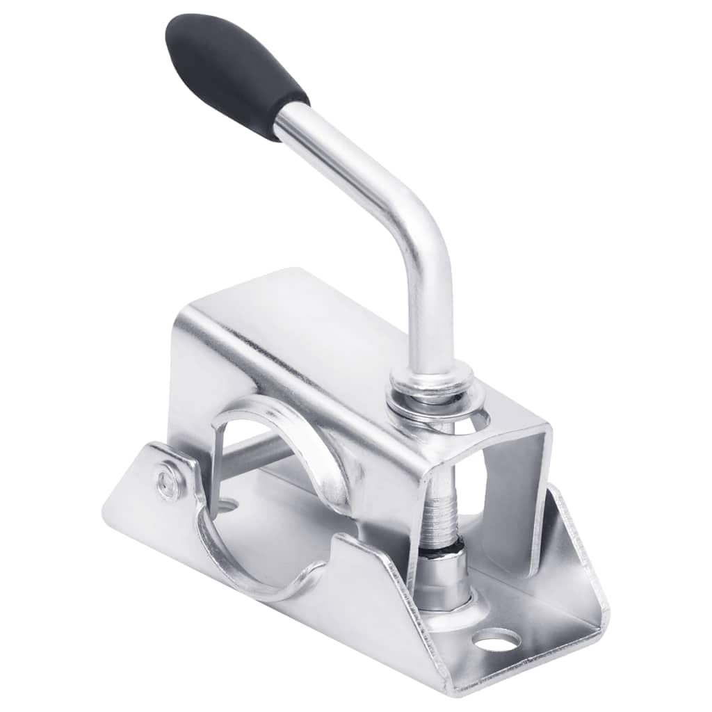Stützrad 48 mm verzinkter Stahl mit 2 Stützrohren und 3 Klemmen für Anhänger, Wohnwagen, Kasten, Tieflader, Hochlader, Transport, Lasten, Umzug, Fahrrad, Motorrad, Camping, Garten, Baustelle