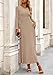 PRETTYGARDEN Women's Spring 2 Piece Outfits Dressy Casual Ribbed Knit Long Sleeve Crop Tops Maxi Flowy Skirts Matching Sets (Khaki,Large)