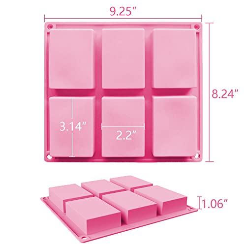 Obsgumu 3 Pack Silicone Soap Molds,6 Cavities Flowers Soap Mold,Rectangle And Different Flower Shapes, Perfect For Soap Making, Handmade Cake Chocolate Biscuit, Pudding (Pink) #TOP1
