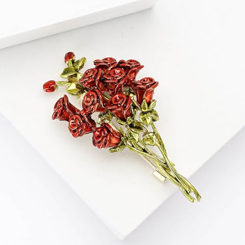 Image of Rhinestone Flower Brooches for Women Enamel Floral Brooch Lapel Pins for Mom Wife Elegant Dress Accessories Mother's Day Jewelry Gifts