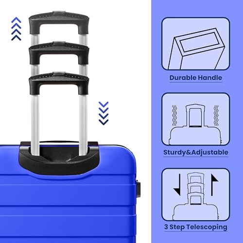 Image of AnyZip Luggage PC ABS Hardside Lightweight Suitcase with 4 Universal Wheels TSA Lock 20 24 28 Inch, Blue, 3 piece set (20 /24 /28), Fashion