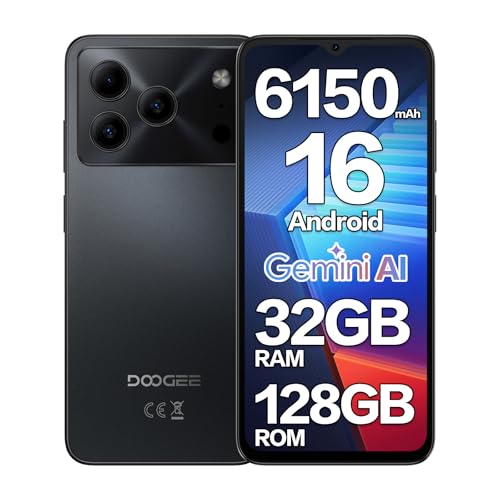 DOOGEE Note 56 Pro Mobile Phones, Newest Android 16 Smartphone with Gemimi AI, 6150mAh, 32GB+128GB/2TB Android Phone, 6.56" HD+ 90Hz, 4G Dual SIM Free Mobile Phone Unlocked, Face ID/5G WiFi/OTG/NFC