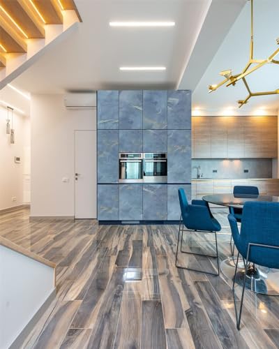 Image of FOKRIM Wall Stickers Marble Wallpaper Blue (200cm x 60cm) for Furniture Kitchen, Cabinets, Almirah, Tabletop, Plastic Table, Wooden Table, Wardrobe, Renovation PVC DIY Self Adhesive Sticker