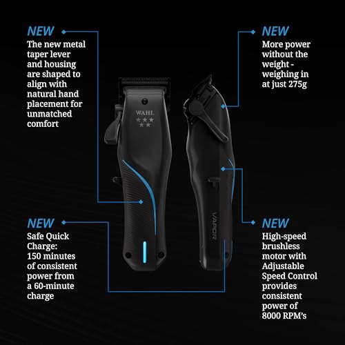 Image of Wahl Professional 5-Star Vapor Clipper with F32 Fadeout Adjustable Balding Blade, Adaptable Speed Control, Cord /Cordless