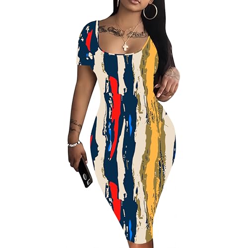Image of Mrskoala Women's Casual Basic Pencil Dress Bodycon Summer Sexy Club Midi Dresses