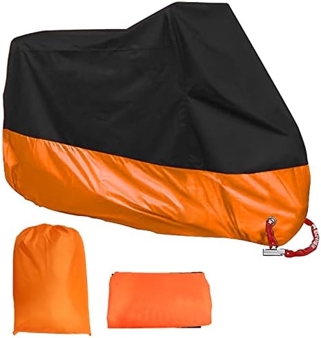 Acelane Motorcycle Cover, All Season Waterproof Outdoor Dustproof Durable Vehicle Cover with Lock Holes Fits up to 116 inches for Harley Davidson, Honda, Suzuki,Yamaha and More
