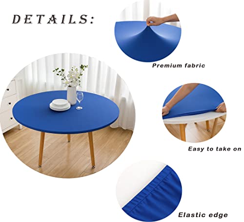 Wolkemer 4Ft Fitted Round Tablecloth Spandex Stretch Cocktail Table Cover Elastic Edge Bluetable Topper Cap For Dining Wedding Party Picnic 48 Inch #TOP2