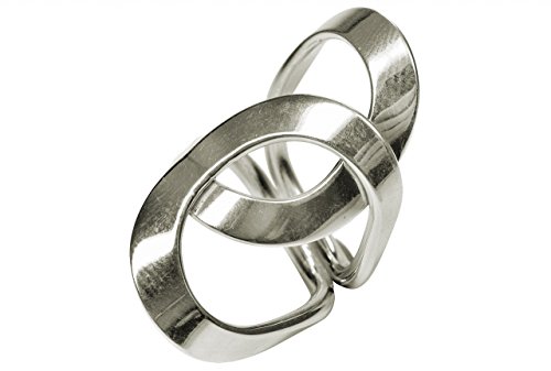 SILBERMOOS XL XXL Ringe in großen Größen Damen Ring überlappende Kreise breit glänzend offen handgeschmiedet Größe 64, 66, 68, 70 Sterling Silber 925, Größe:70 (22.3)