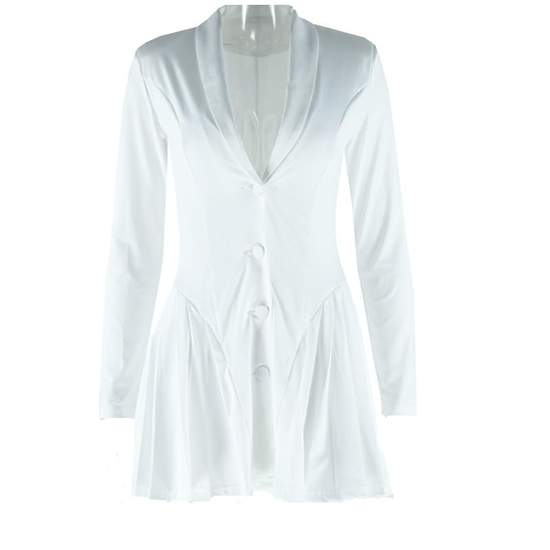 Robe blazer plissée chic pour femme JD301302 avec boutonnière élégante
