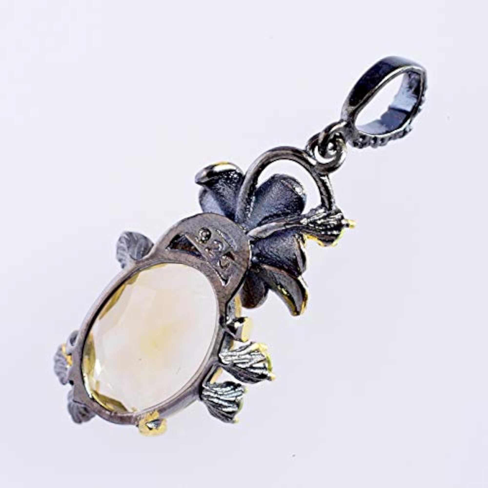 Citrine November Birthstone Pendant, Elegant Silver