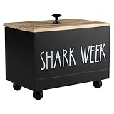 Gzsekken Tampon Holder for Bathroom with Lid,Shark Week Period Box Sanitary Products Organiser for Bathroom, 3 Compartment Feminine Products Box,Women Period Products Storage Container
