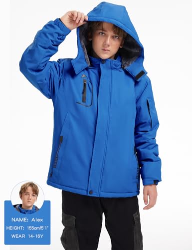 Arssm Boy's Waterproof Ski Jacket Kids Fleece Lined Warm Winter Snow Coat Thick Hooded Snowboard Jackets3
