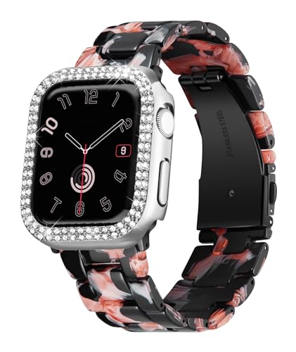 Bracelet en résine pour Apple Watch 40-45mm avec son boîtier de protection scintillant