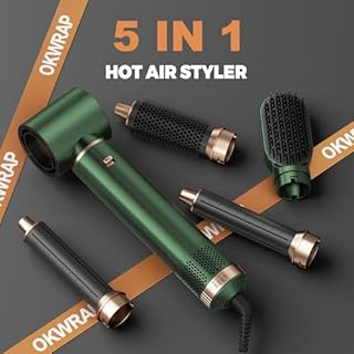 OKWRAP Asciugacapelli 5 in 1, Airstyler 5 in 1, Hairstyler 5 in 1 Multifunzione Phon Capelli,Spazzola Asciugacapelli Per Dare Volume Ai Capelli, Lisciare, Ioni Air Curler Brush,Strumenti Capelli