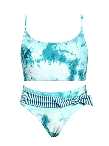 SHEKINI Girls' Bikini Sets U Neck Floral Printing Bow-Knot Two Piece Bathing Swimsuits for Girls 6-12 Years.