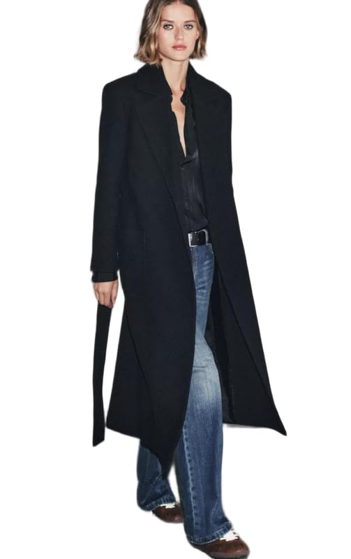 Patakadevi | Black Longline Overcoat For Women | For Business Commute And Evening Outings | Wool Blend Trench Coat | Full Length Office Winter Outerwear-picture-20