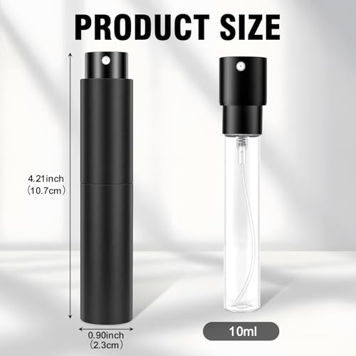 10ml Refillable Travel Perfume Spray Bottle - Portable Cologne Atomizer with 3 Transfer Tools, Leak-Proof - Travel Essentials for Men & Women, Matte Black - Image 3