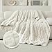 Wemore Weighted Blanket for Adults Twin Size 15 lbs, Dual Sided Soft Fuzzy Jacquard Sherpa Weighted Blankets for Sleeping, Cozy Fluffy Knitted Heavy Blanket for Couch Bed, Cream White, 60 x 80 inches