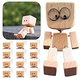 OHICETW Shaking Feet Wooden Doll - Shaking Wooden Man Figurine for Car Dashboard Decorations, with 12PCS Magnetic Expressions, Funny Bobblehead Desk Decor for Office Home, Creative Gift Idea