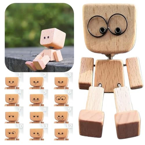 OHICETW Shaking Feet Wooden Doll - Shaking Wooden Man Figurine
