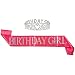 Blue Panda 2-Pack Set Birthday Girl Tiara Birthday Sash - Rhinestone Crown Birthday Girl Polyester Sash Decoration 16th, 18th, 21st 30th Birthdays Quinceaneras