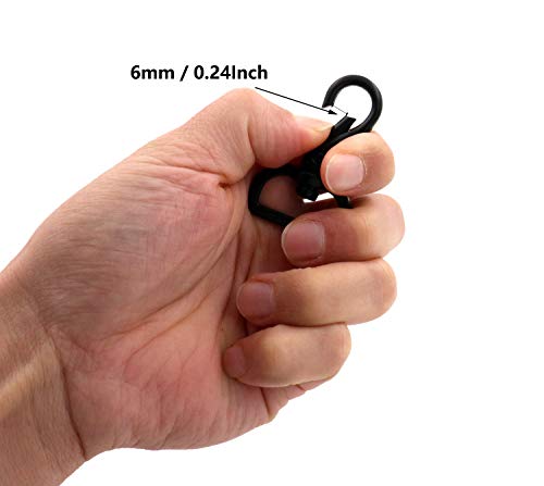 Bikicoco 1'' Swivel Trigger Push Gate Snap Hook Lobster Claw Clasp Spring Loaded Clip, Flat-D-Ring Ended, Black - Pack Of 10 #TOP3