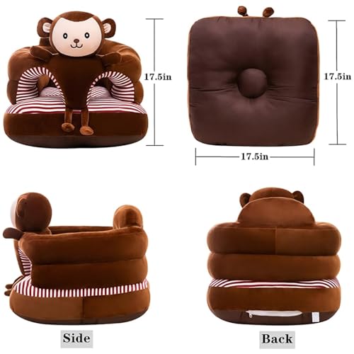 Image of Baby Support Seat, Cute Baby Sofa Chair for Sitting Up, Comfy Plush Infant Seats (Monkey,W17.5 x H17.5)