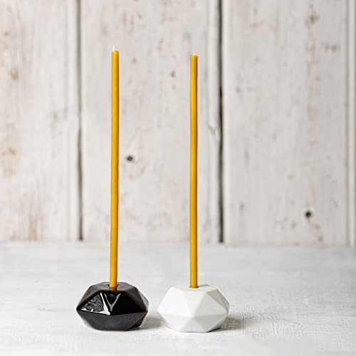 Danilovo Portavelas Decoración Para Velas Finas Portavelas De Cerámica Hecho A Mano Portavelas Cónicos Resistentes Para Candelero - Candelabros Para Velas Finas 2 Piezas - Negro Blanco
