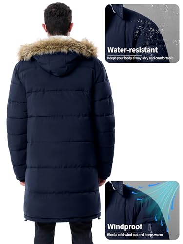 Image of Winter Coats For Men Winter Jackets Water Resistant Warm Thicken Puffy Hooded Insulated Thicken Parka Coat