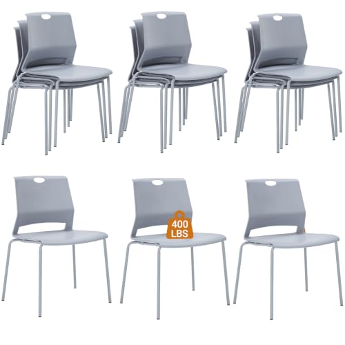 Image of Sidanli 12 Pack Stackable Chairs, Waterproof One-Piece Molded Seat, Gray