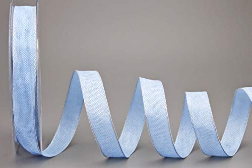 Oliver Decorative Ribbon Light Blue (153) 20 m x 15 mm Roll Fabric Ribbon with Wire Edges Slightly Shiny Linen Look Taffeta Ribbon Coarse Woven Christmas Advent