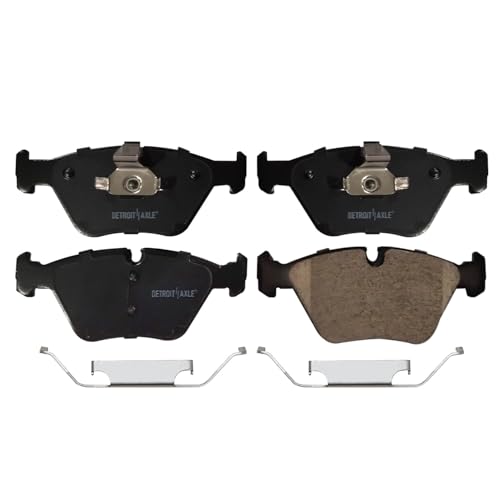 Image of Detroit Axle - Front Brake Kit for 2004 2005 2006 2007 2008 2009 2010 | BMW X3 Drilled & Slotted Brake Rotors and Ceramic Brake Pads Replacement