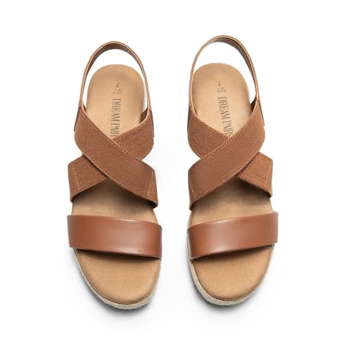 Image of DREAM PAIRS Womens Platform Espadrilles Wedge Sandals, Slip on Elastic Ankle Strap Sandals for Women Casual Dressy Summer