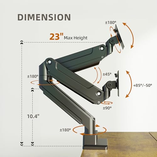 Image of Claiks Dual Monitor Mount for Max 35 inch Screens Stand up to Max 89 lbs, Ergonomic Gas Spring Heavy-Duty Adjustable Monitor Arm, with Clamp and Grommet Base, VESA Mounting Holes 75&100mm, Black