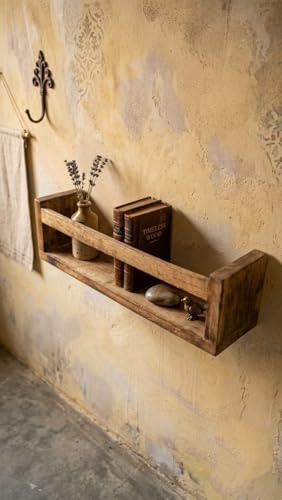 Image of Wooden wall Shelves, wall-Mounted Book Shelves for Living Rooms, Kitchens, and bedrooms, Floating wall Shelves, and wall-Mounted displays