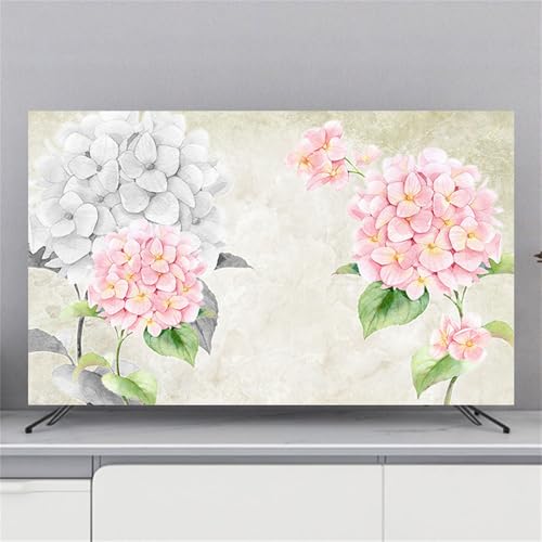 Hixingo Cubierta Antipolvo TV, Patrón Flor 3D Cubierta Television Funda para Televisor Universal Elástico Cubierta de TV Protector TV Protector de Televisión (40-43inch,Hortensia A)