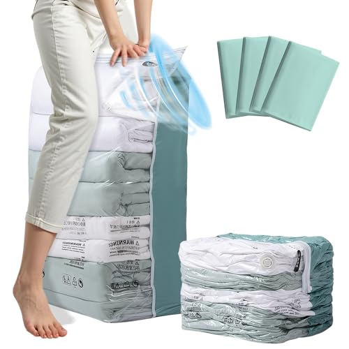 Focenat 4 Piezas Cubo Bolsas de Almacenamiento al vacío, 80×100×38 cm Extragrandes Bolsas Vacio Ropa, Bolsas de Almacenamiento Al Vacío para Edredones Mantas Colchas