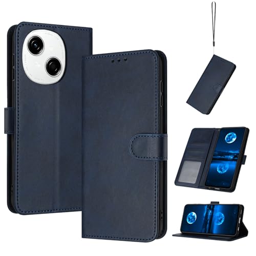Kukoufey Compatible with Tecno Spark Go 1 Leather Case,Compatible with Tecno Pop 9 4G Leather Case,Compatible with Tecno Spark Go 2025 Case PU Leather Phone Flip Cover Blue