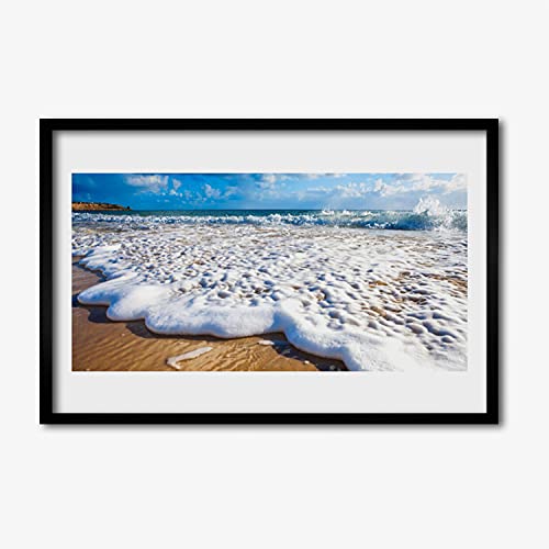 Plage de mer nature affiche avec cadre pour s'évader depuis son salon