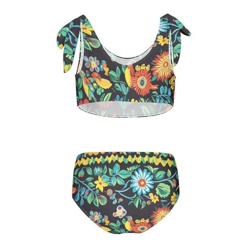 KLL Vector Illustration Ukrainian Folk Pattern Girls' 2 Piece Bikini Sets Scoop Neck Bathing Suit Swimming Suits Adjustable2