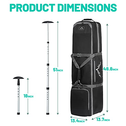 Gohimal Golf Travel Bag With Adjustable Support Rod, 900D Heavy Duty Oxford Fabric Golf Travel Case For Airlines With Wheels #TOP1