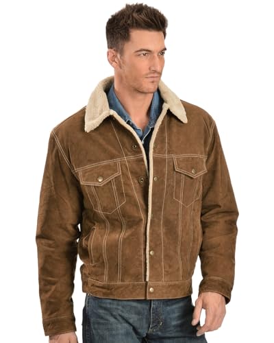 Scully Cafe Brown Boar Suede Shearling Collar Men's Jean Jacket 1132