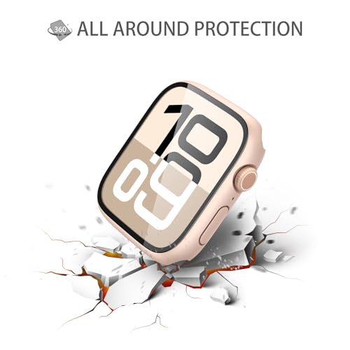 Image of Misxi Case with Screen Protector for 46mm Apple Watch Series 11 /10 | 2-Pack Cover with Tempered Glass for 11 /10, Scratch Resistant Sensitive Touch Protection, 1 Rose Gold + 1 Transparent
