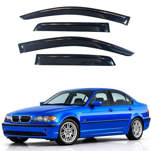 Image of IG Window Visors Fit for 2005-2011 BMW 3 Series Sedan, Out-Channel Rain Guards Vent Wind Deflectors 4PC, Car Accessories for 05-11 BMW 323 325 328 330 335 M3