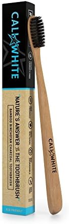 Cali White BINCHOTAN Activated Charcoal & Bamboo Toothbrush - 100% Natural, Vegan, ECO-Friendly, No Chemicals or Plastics - Naturally Antibacterial Bristles, Safe for Kids & Dogs (Medium)
